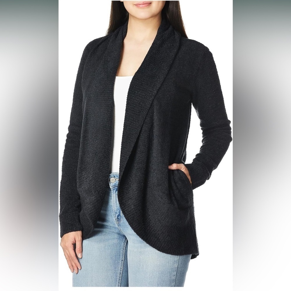 Barefoot Dreams Cozychic Lite Cardigan Wrap Women’s Size X-Small Black Soft Cozy